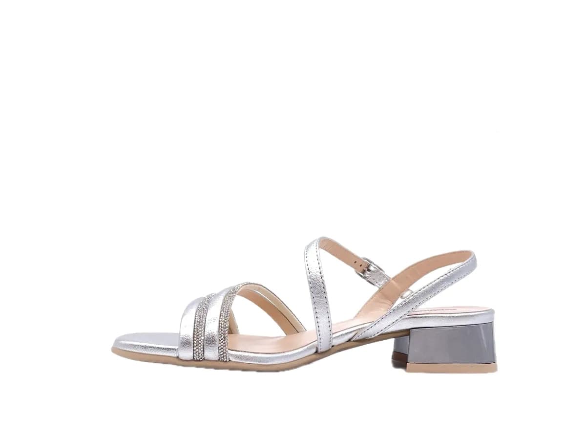NERO GIARDINI Sandali donna in pelle laminata colore argento - 5