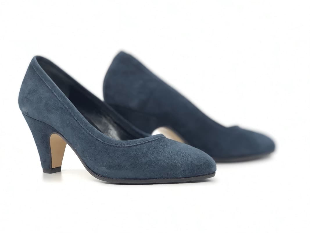 MOT - CLé' Décolleté 1584 camoscio navy e fondo cuoio in Scarpe col tacco Calzature Durello - Agna, commercioVirtuoso.it