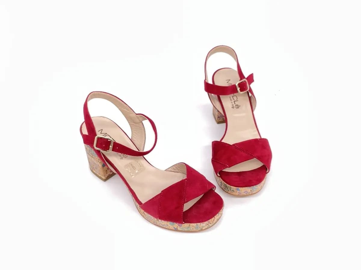 MOT - CLé' BY DONNA SOFT Sandali camoscio rosso cardinale in Sandali moda Calzature Durello - Agna, commercioVirtuoso.it