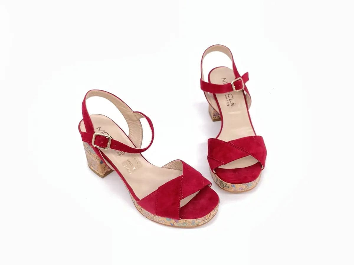 MOT - CLé' BY DONNA SOFT Sandali camoscio rosso cardinale in Sandali moda Calzature Durello - Agna, commercioVirtuoso.it