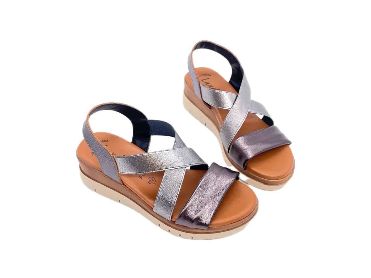 LUXDIVE Sandali donna in pelle e fasce elasticizzate nichel in Sandali moda Calzature Durello - Agna, commercioVirtuoso.it