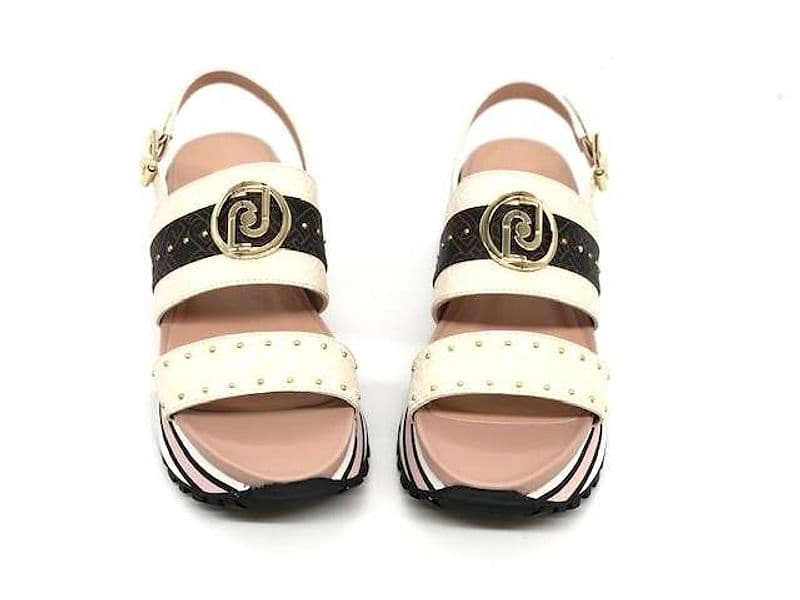 LIU JO MAXI WONDER sandalo donna beige e rosa monogrammato - 5