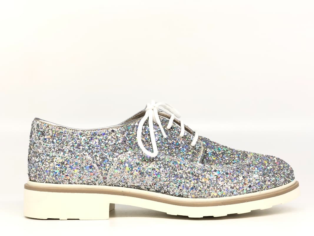 MUSACCO Scarpa allacciata donna glitter argento - 6