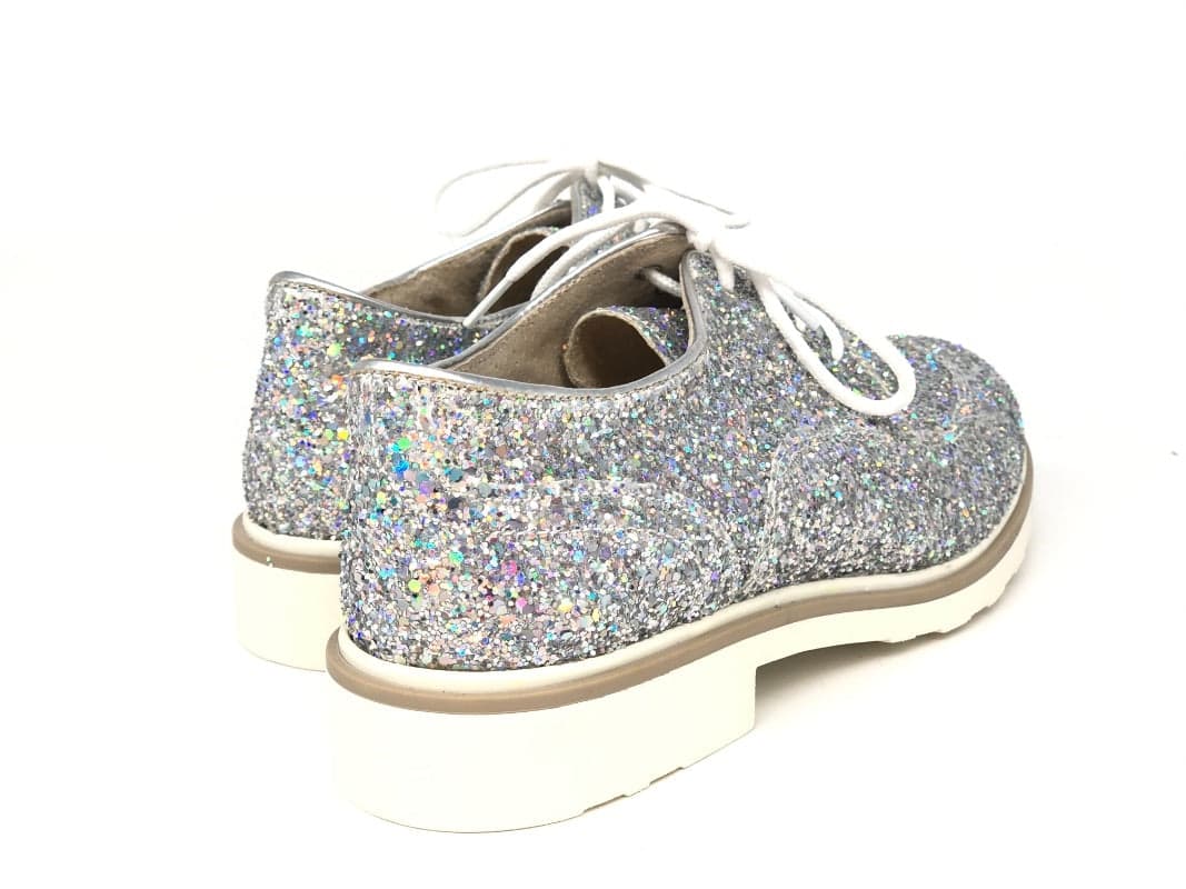 MUSACCO Scarpa allacciata donna glitter argento in Scarpe col tacco Calzature Durello - Agna, commercioVirtuoso.it
