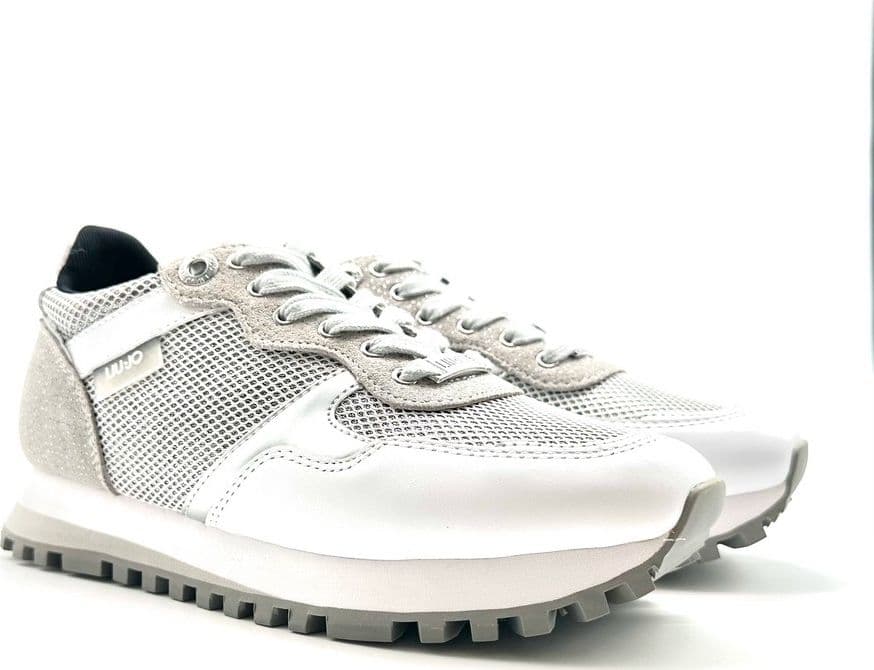 LIU JO WONDER 01 Sneakers donna silver white in suede e glitter
