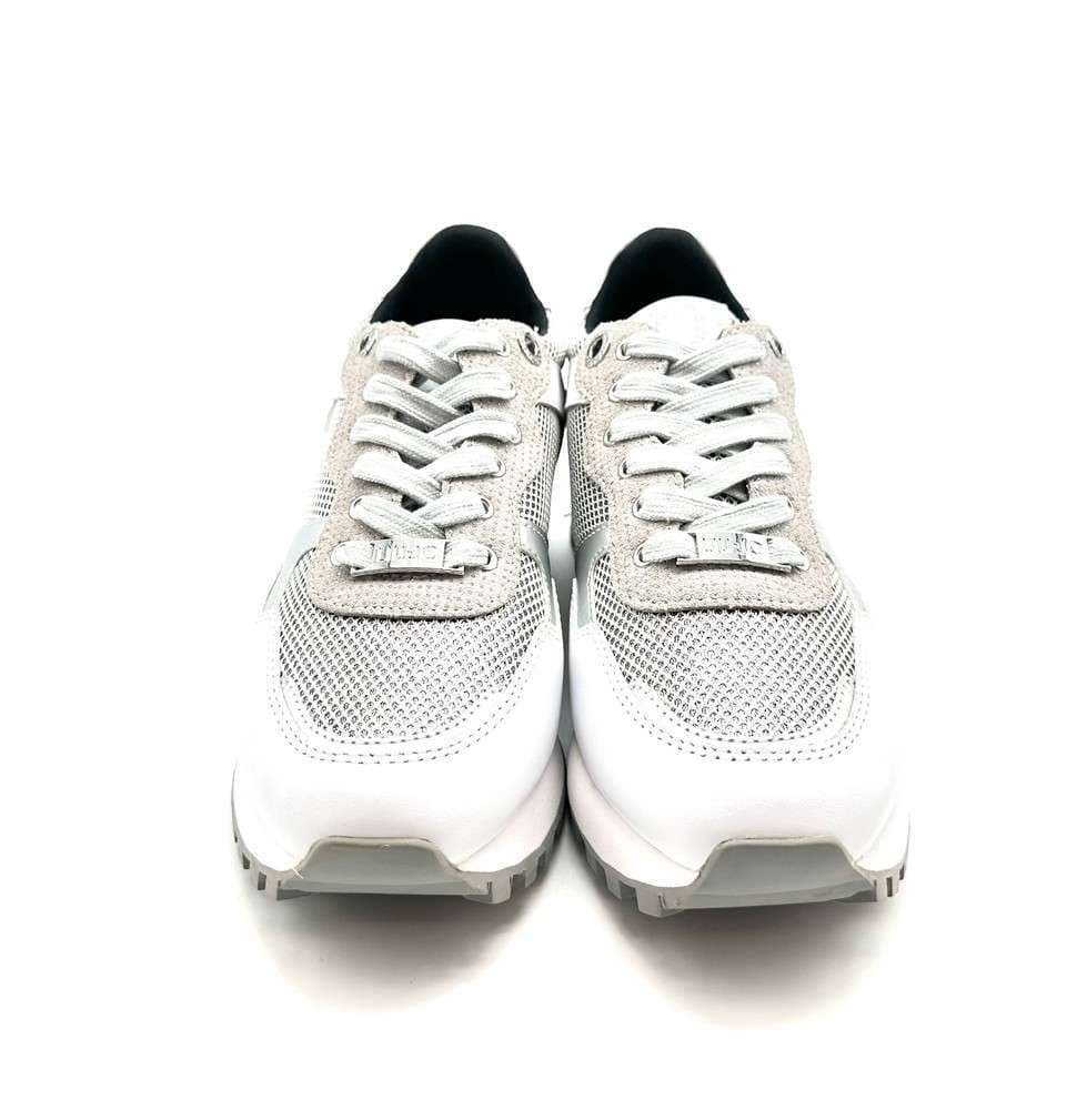 LIU JO WONDER 01 Sneakers donna silver white in suede e glitter in Sneaker casual Calzature Durello - Agna, commercioVirtuoso.it