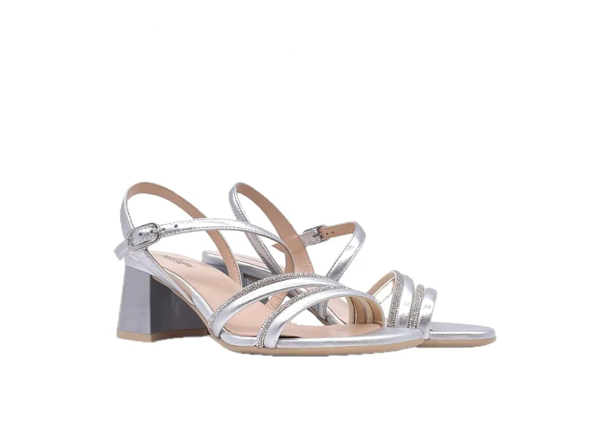 NERO GIARDINI Sandali donna in pelle laminata argento - 6