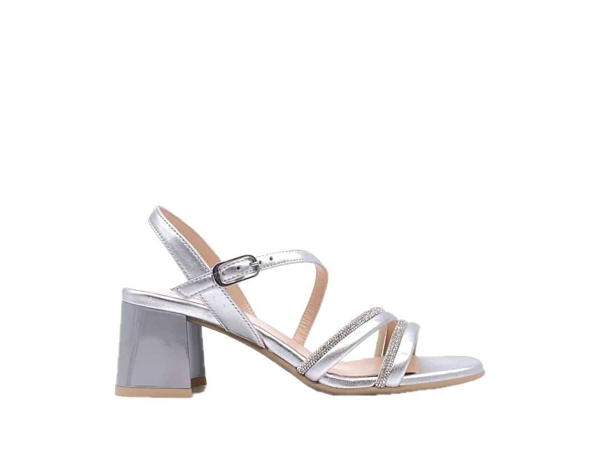 NERO GIARDINI Sandali donna in pelle laminata argento - 5