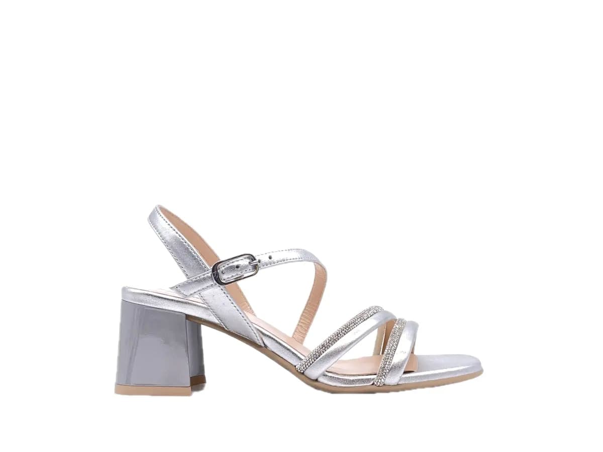 NERO GIARDINI Sandali donna in pelle laminata argento - 5