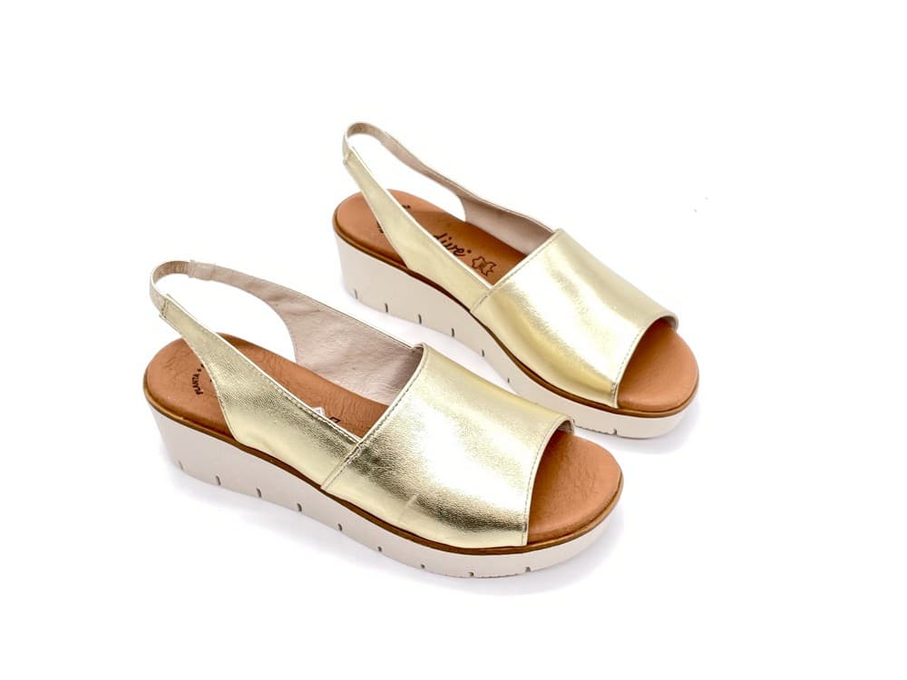 LUXDIVE Sandalo Donna Zeppa Oro - 7