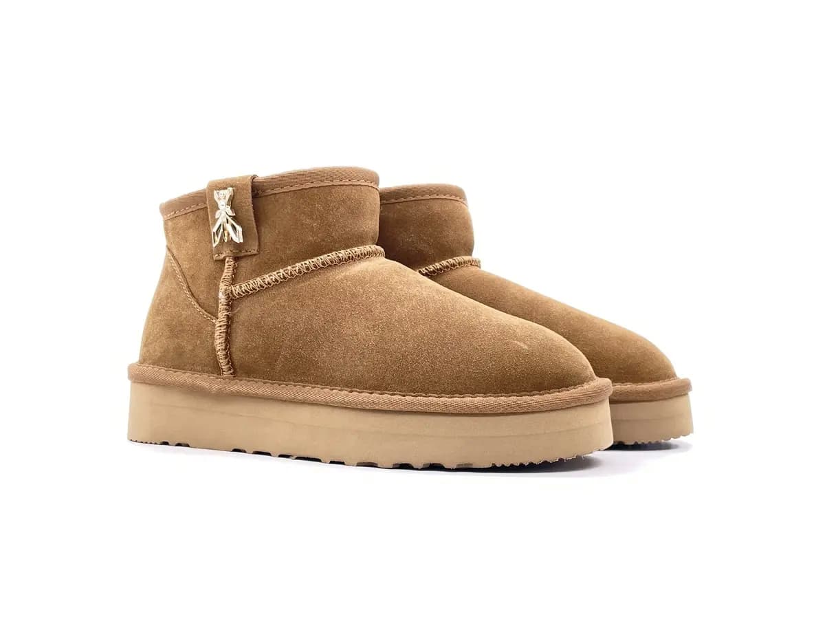 Patrizia pepe stivaletti donna in crosta camel platform dettaglio logo - 7
