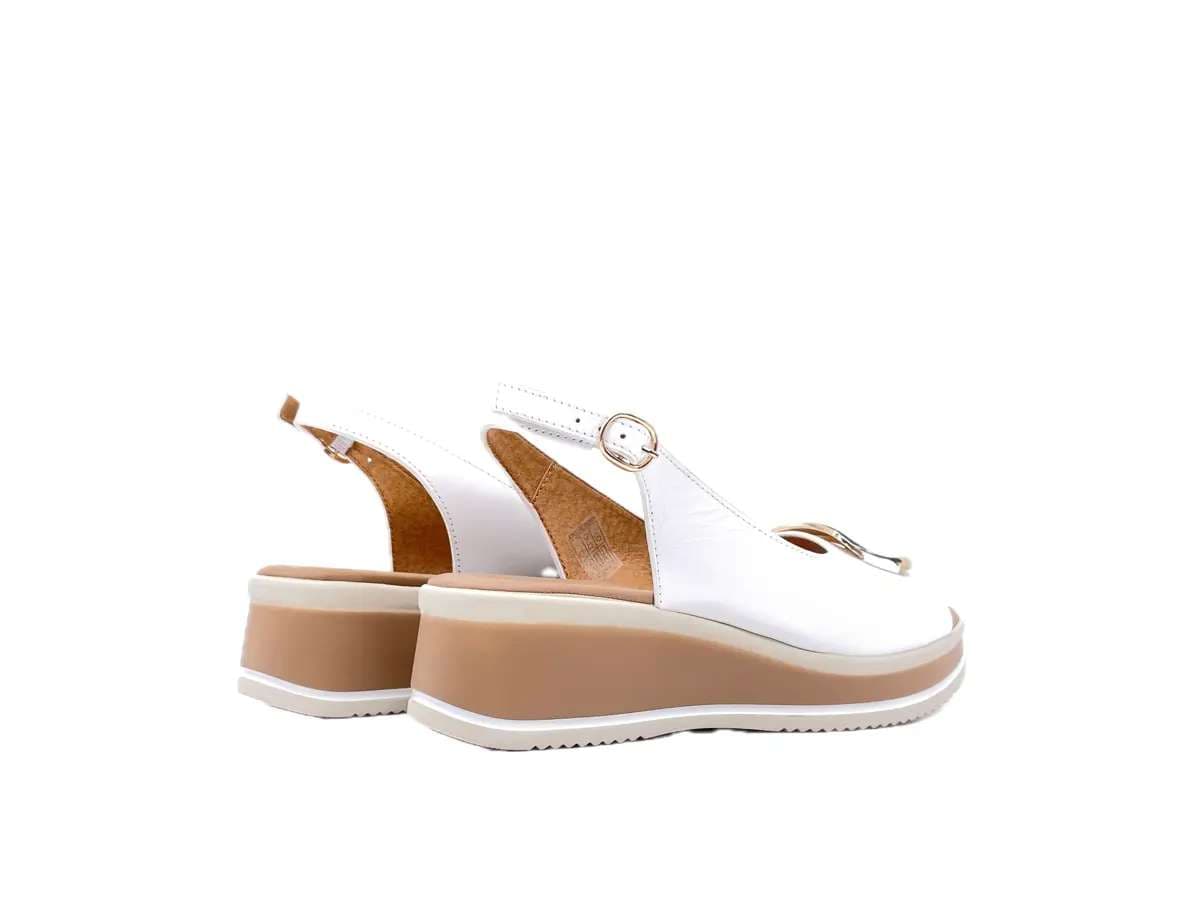 STUDIO MODA Sandali donna in pelle colore bianco con zeppetta in Sandali moda Calzature Durello - Agna, commercioVirtuoso.it