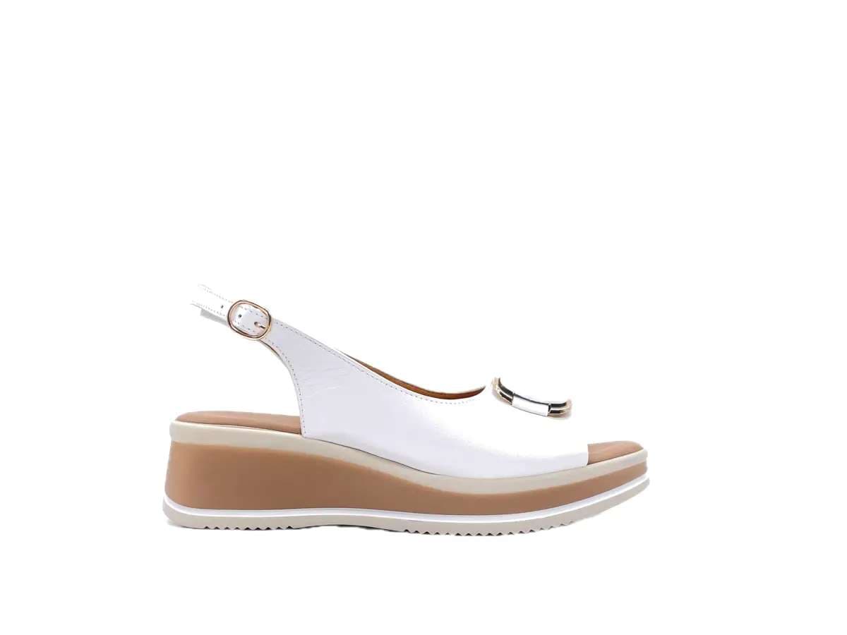 STUDIO MODA Sandali donna in pelle colore bianco con zeppetta in Sandali moda Calzature Durello - Agna, commercioVirtuoso.it