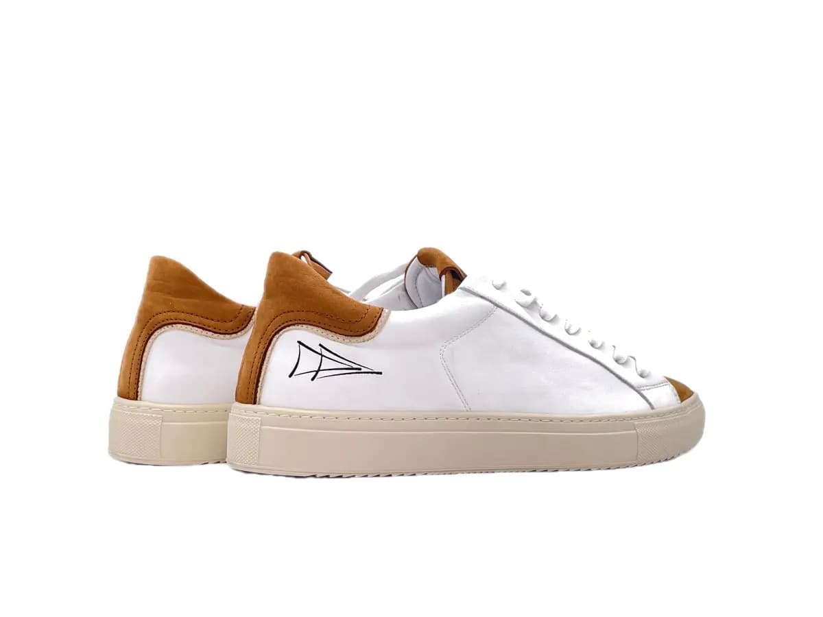 NEVVER CALI Sneakers uomo in pelle bianca e nabuk cuoio in Sneaker casual Calzature Durello - Agna, commercioVirtuoso.it