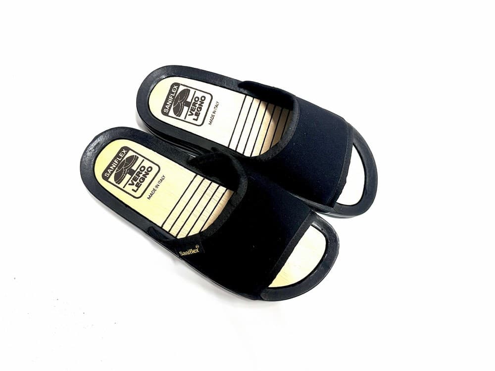 SANIFLEX Ciabatta mare uomo fascia nera sottopiede in legno in Infradito Calzature Durello - Agna, commercioVirtuoso.it