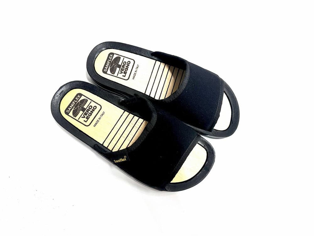 SANIFLEX Ciabatta mare uomo fascia nera sottopiede in legno in Infradito Calzature Durello - Agna, commercioVirtuoso.it