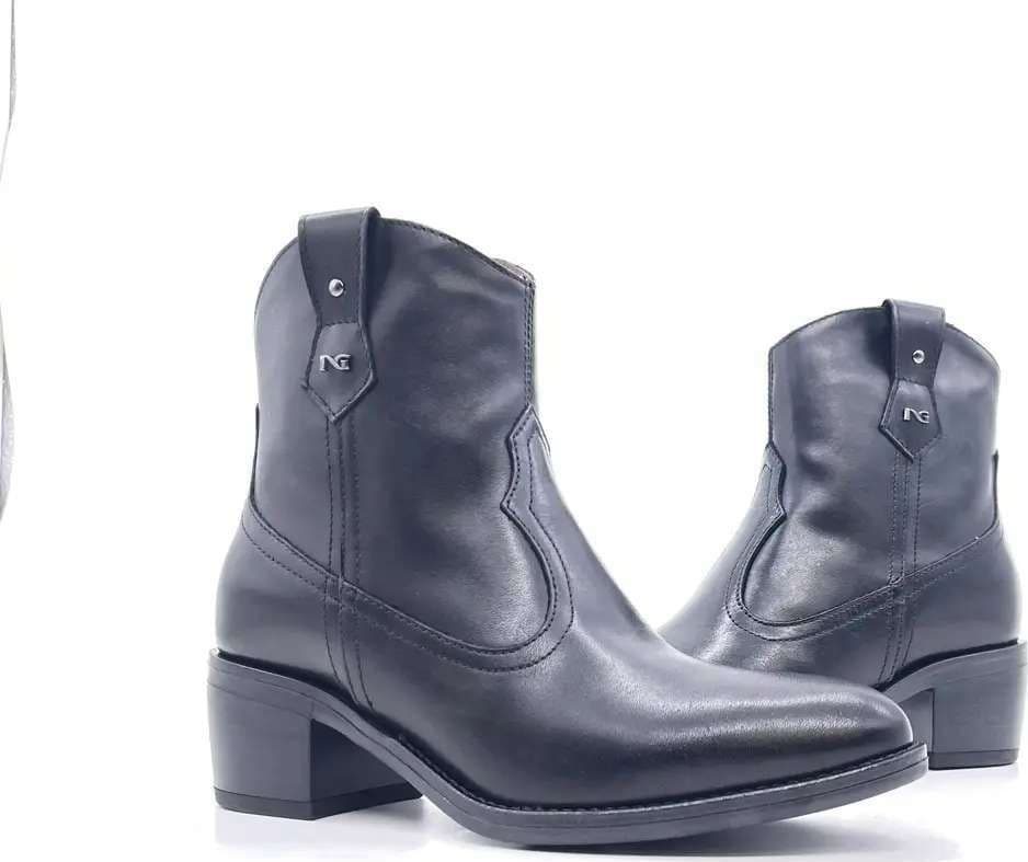 NeroGiardini Stivaletto texano donna pelle nera tacco medio zip in Stivali Calzature Durello - Agna, commercioVirtuoso.it