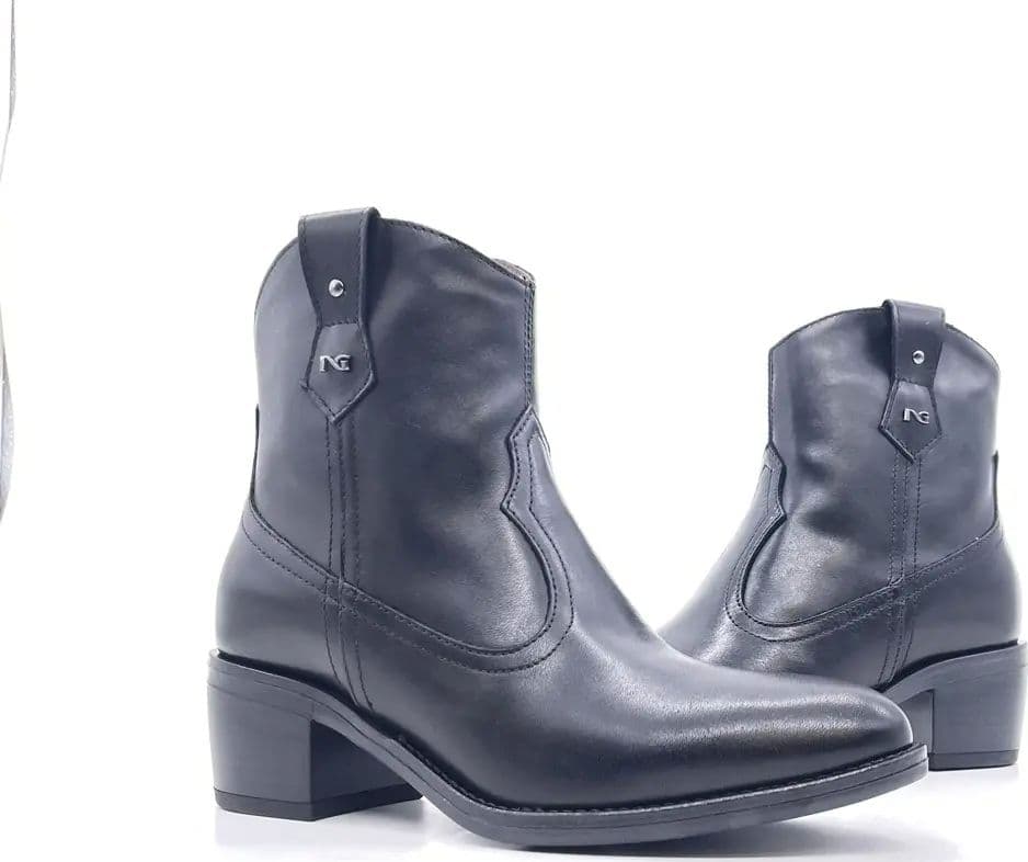NeroGiardini Stivaletto texano donna pelle nera tacco medio zip in Stivali Calzature Durello - Agna, commercioVirtuoso.it