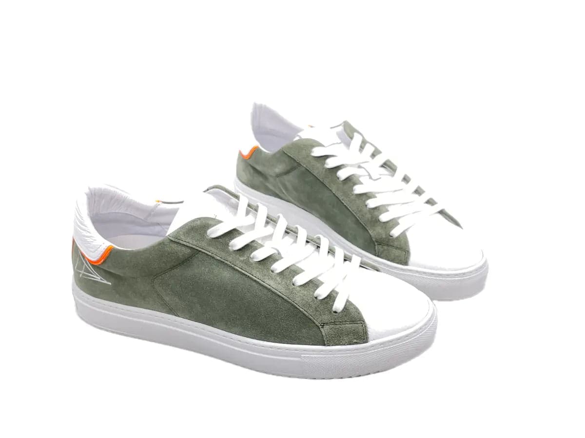 NEVVER LANZAROTE Sneakers uomo in pelle bianca e camoscio salvia in Sneaker casual Calzature Durello - Agna, commercioVirtuoso.it