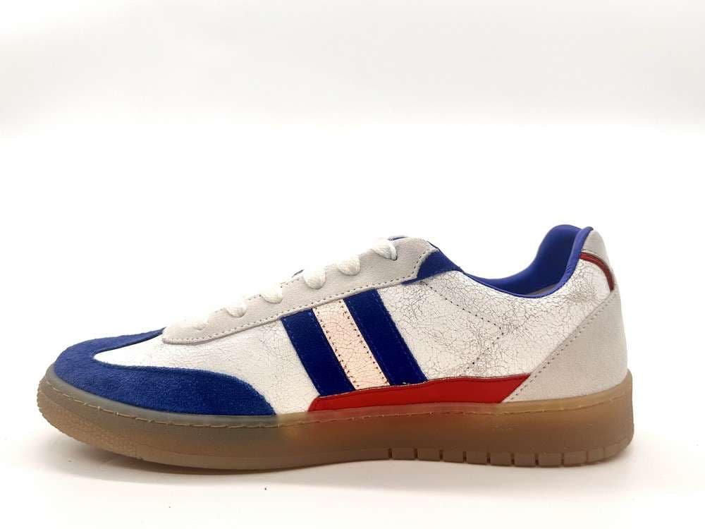 SERAFINI Sneakers uomo CHALLENGE in pelle White Crackle Blue Red in Sneaker casual Calzature Durello - Agna, commercioVirtuoso.it