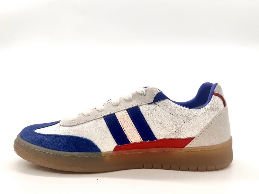 SERAFINI Sneakers uomo CHALLENGE in pelle White Crackle Blue Red in Sneaker casual Calzature Durello - Agna, commercioVirtuoso.it