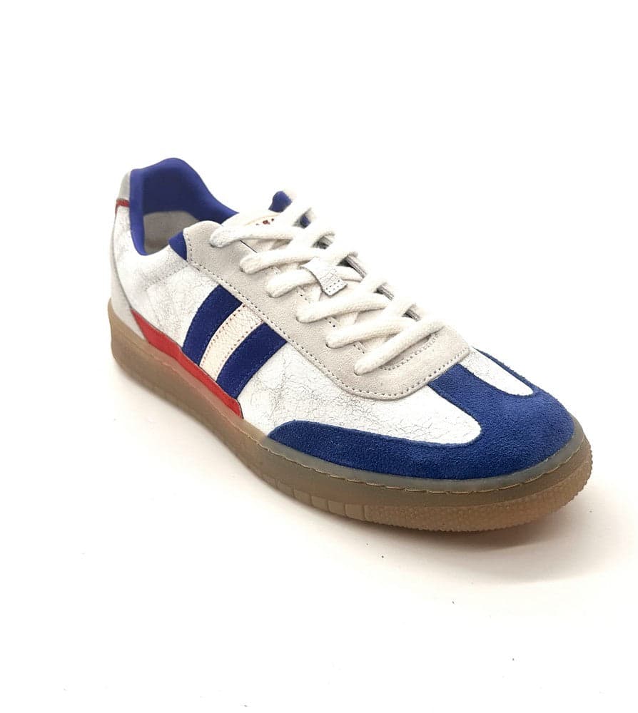 SERAFINI Sneakers uomo CHALLENGE in pelle White Crackle Blue Red in Sneaker casual Calzature Durello - Agna, commercioVirtuoso.it