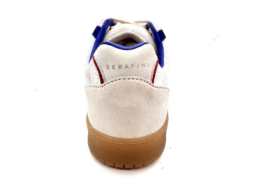 SERAFINI Sneakers uomo CHALLENGE in pelle White Crackle Blue Red in Sneaker casual Calzature Durello - Agna, commercioVirtuoso.it