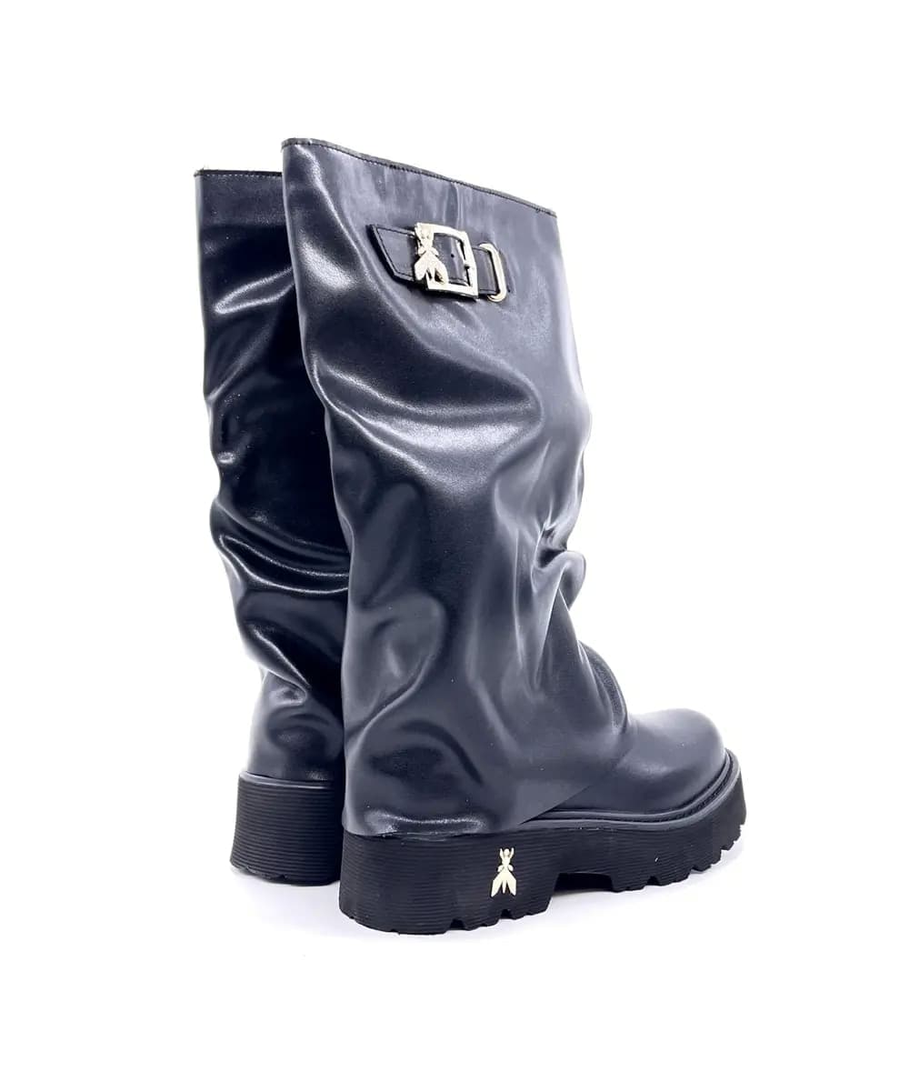 Patrizia Pepe boots donna pelle nera suola carrarmato in Stivali Calzature Durello - Agna, commercioVirtuoso.it