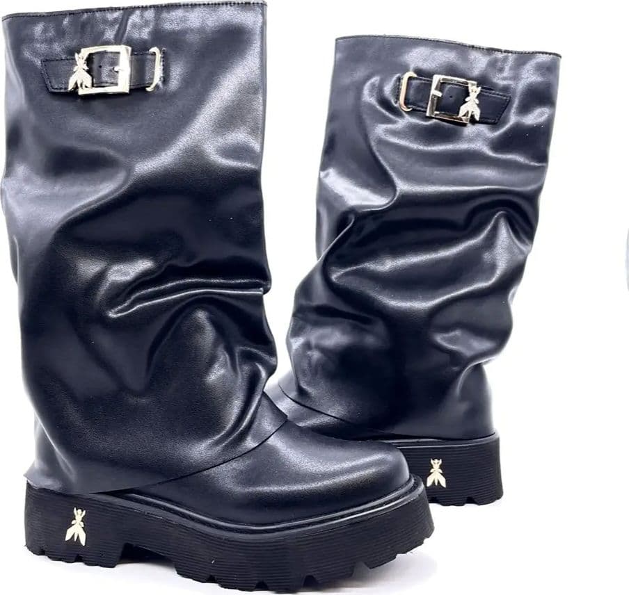 Patrizia Pepe boots donna pelle nera suola carrarmato in Stivali Calzature Durello - Agna, commercioVirtuoso.it