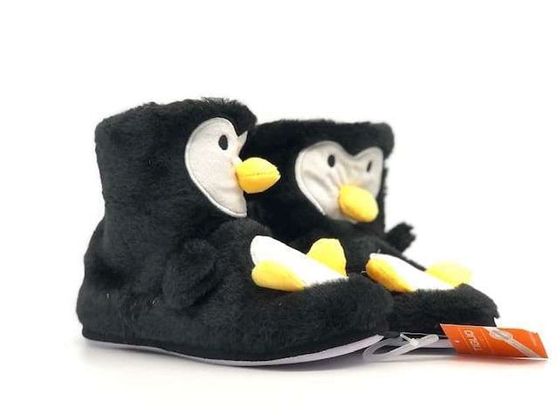 Pantofole Tiglio donna peluche pinguino nere antiscivolo invernali in Pantofole Calzature Durello - Agna, commercioVirtuoso.it