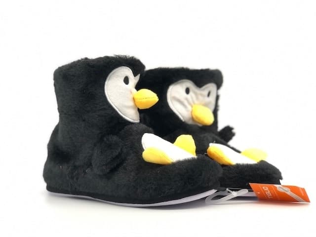 Pantofole Tiglio donna peluche pinguino nere antiscivolo invernali in Pantofole Calzature Durello - Agna, commercioVirtuoso.it