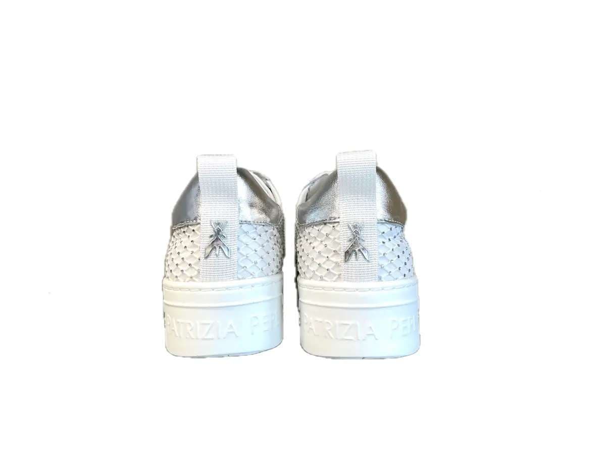 PATRIZIA PEPE Sneakers donna in pelle bianca e rete con strass in Sneaker casual Calzature Durello - Agna, commercioVirtuoso.it