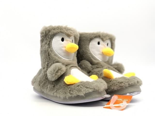 Pantofole Tiglio donna peluche pinguino grigie antiscivolo invernali in Pantofole Calzature Durello - Agna, commercioVirtuoso.it