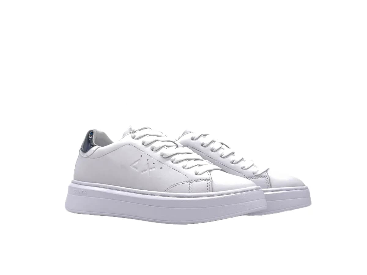 SUN68 GRACE LEATHER Sneakers donna in pelle bianca con dettaglio nero in Sneaker casual Calzature Durello - Agna, commercioVirtuoso.it