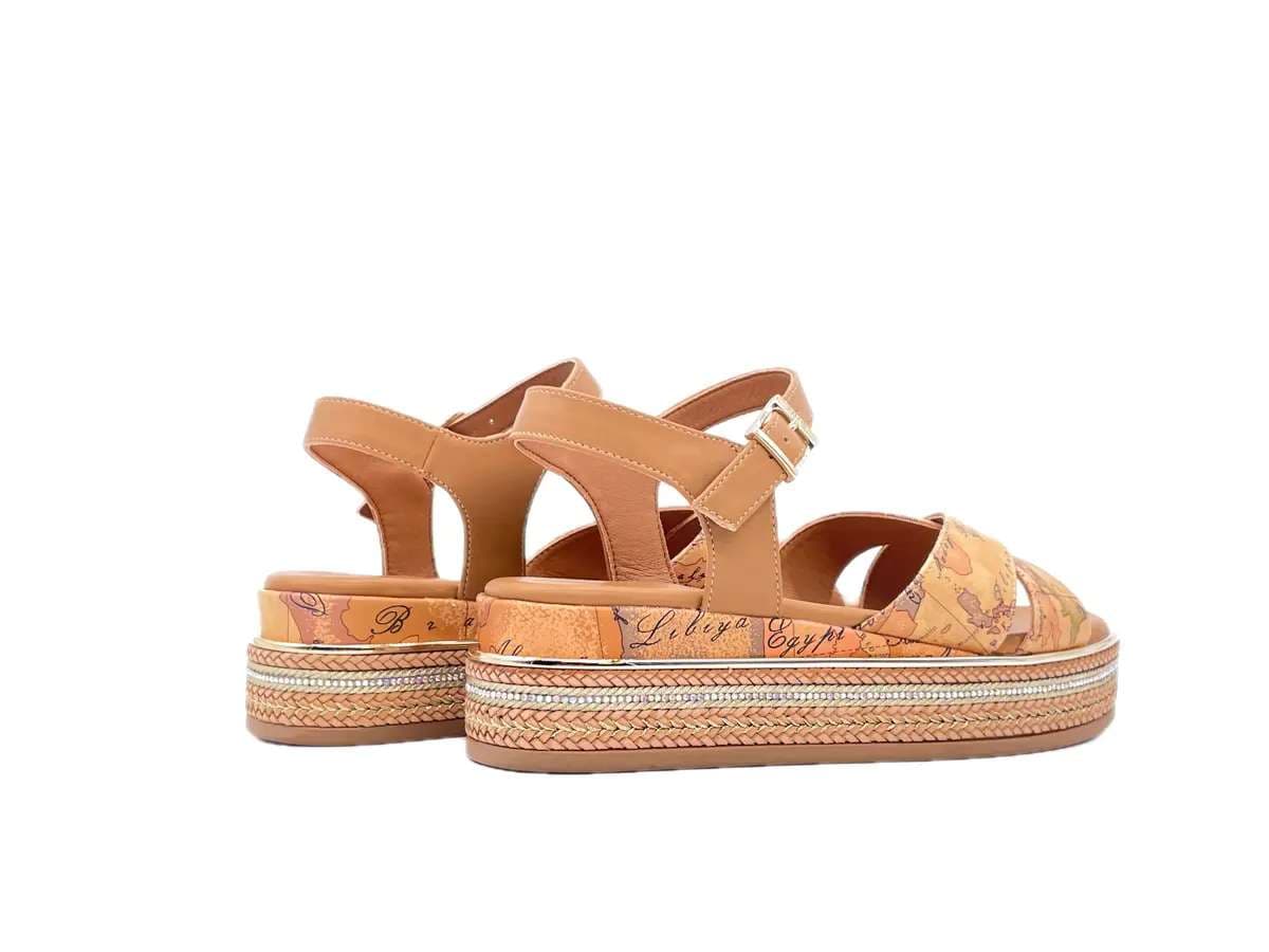 ALVIERO MARTINI 1 CLASSE Sandali donna con fasce incrociate Beige Geo in Sandali Calzature Durello - Agna, commercioVirtuoso.it
