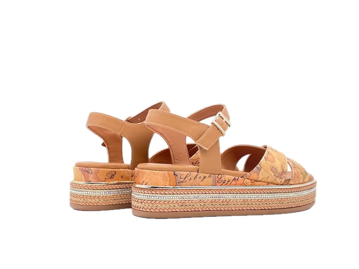 ALVIERO MARTINI 1 CLASSE Sandali donna con fasce incrociate Beige Geo in Sandali Calzature Durello - Agna, commercioVirtuoso.it