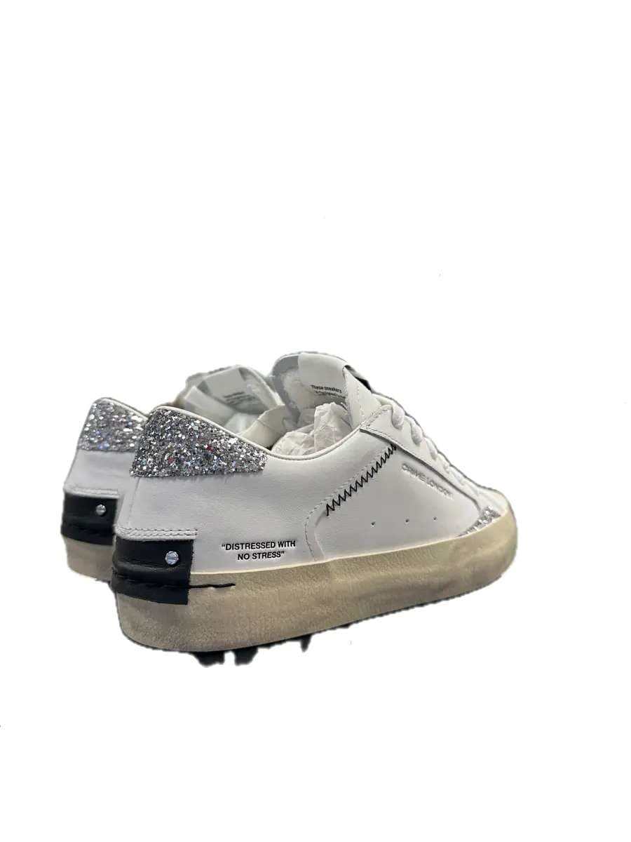 Crime London sneakers donna Distressed Lo Spring Frost in pelle bianca in Sneaker casual Calzature Durello - Agna, commercioVirtuoso.it