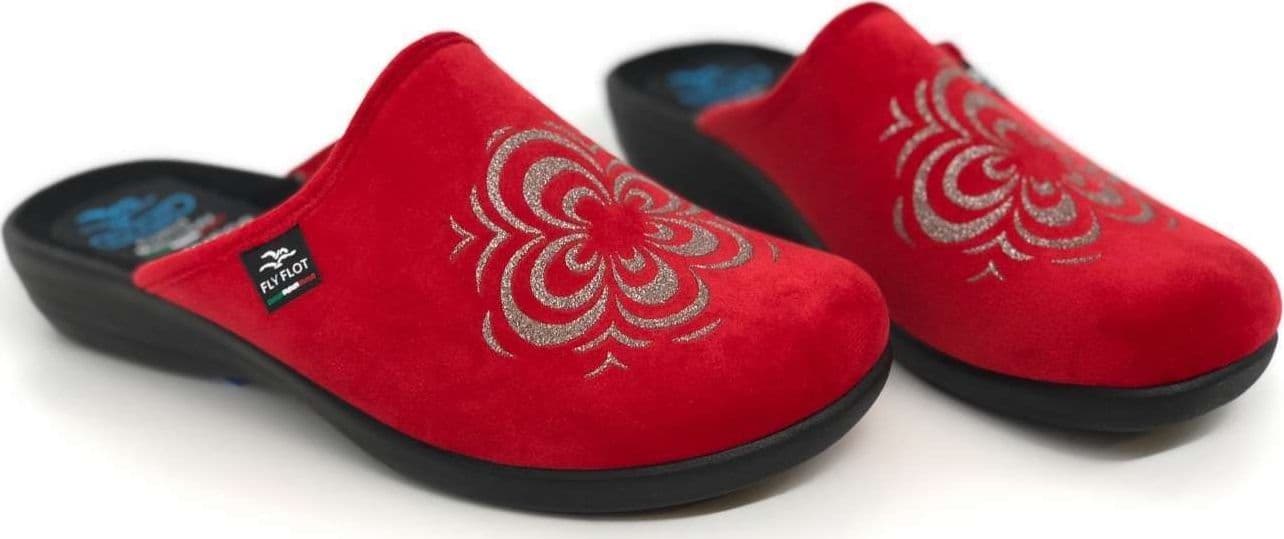 FLY FLOT Ciabatta donna chiusa rossa con fiore - 4