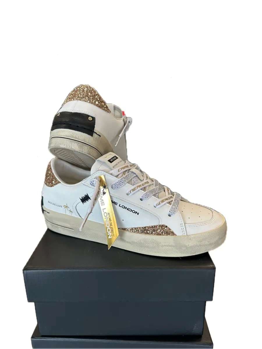 Crime London sneakers donna sk8 deluxe in pelle e tessuto multicolor - 5