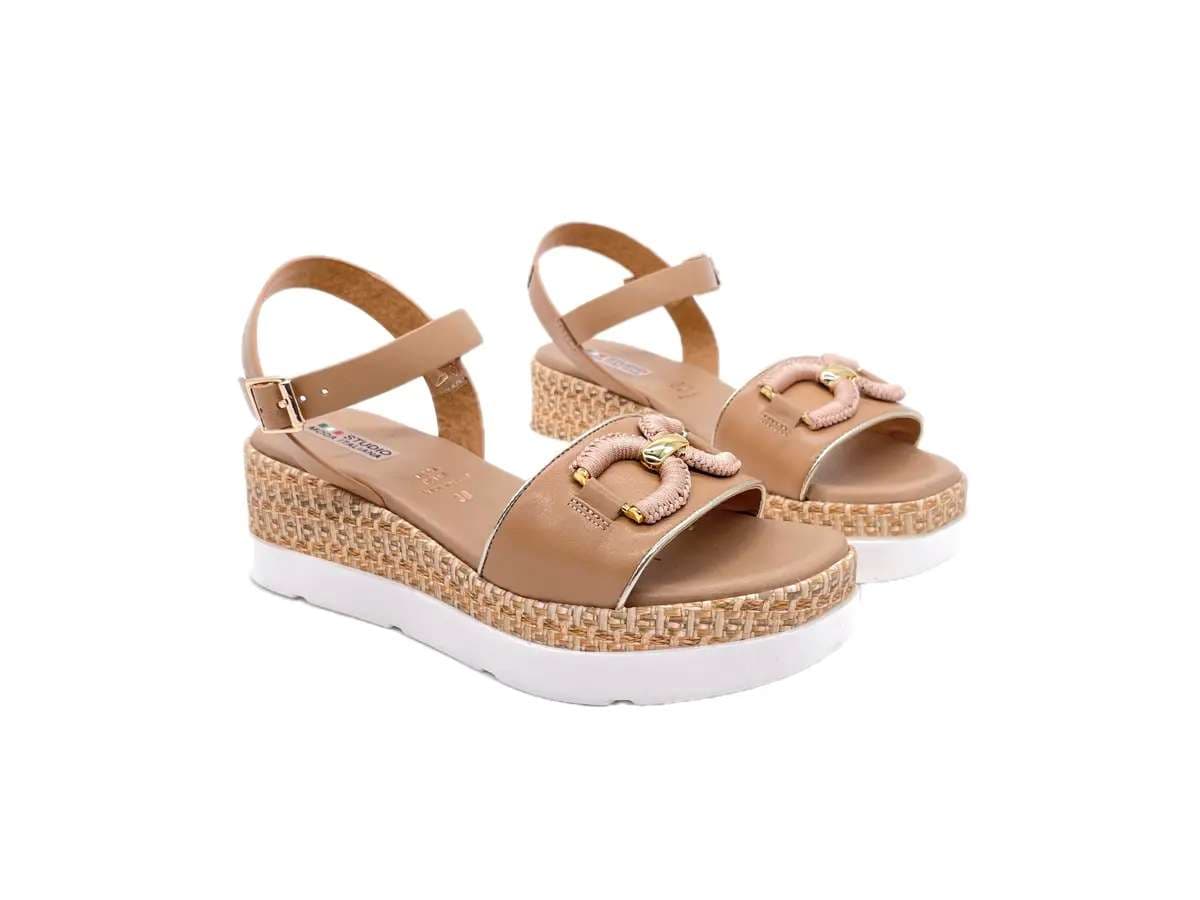 STUDIO MODA Sandali Donna con Zeppa Camel - 6