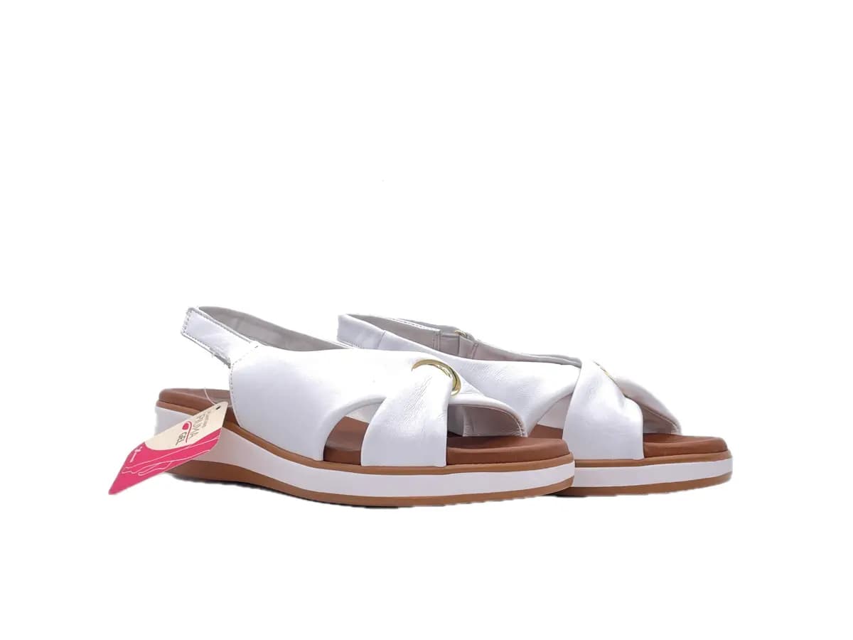 SUSIMODA Sandalo Donna in Pelle Bianco con Incrocio - 7