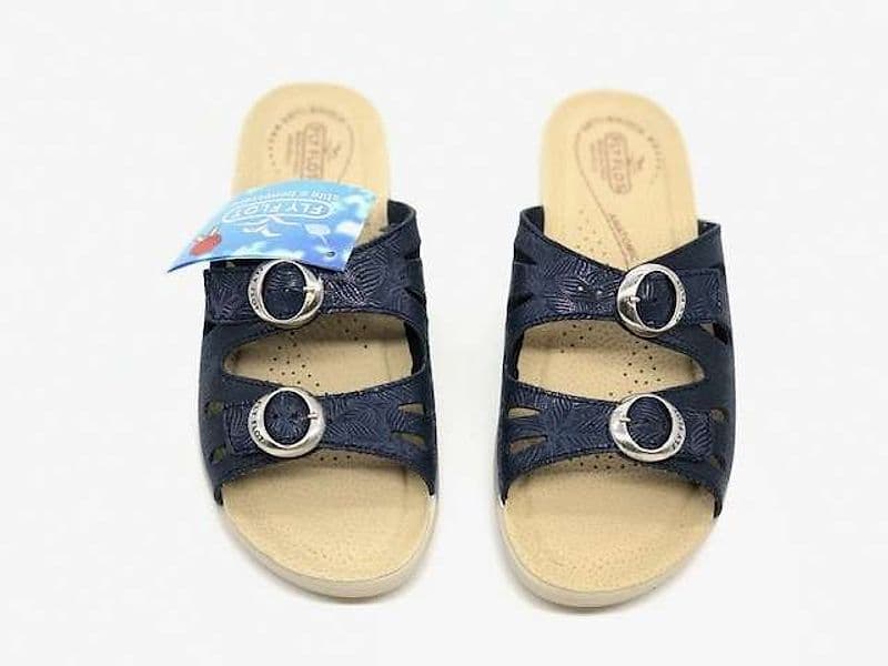 FLY FLOT Ciabatta donna con doppia fibbia blu - 4