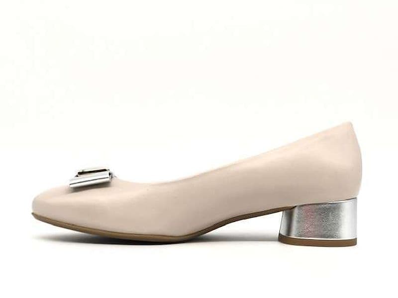 COLETTE Décolleté beige e grigio in vera pelle tacco 30 con fiocco in Scarpe col tacco Calzature Durello - Agna, commercioVirtuoso.it