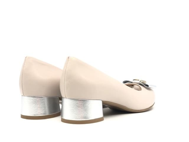 COLETTE Décolleté beige e grigio in vera pelle tacco 30 con fiocco in Scarpe col tacco Calzature Durello - Agna, commercioVirtuoso.it