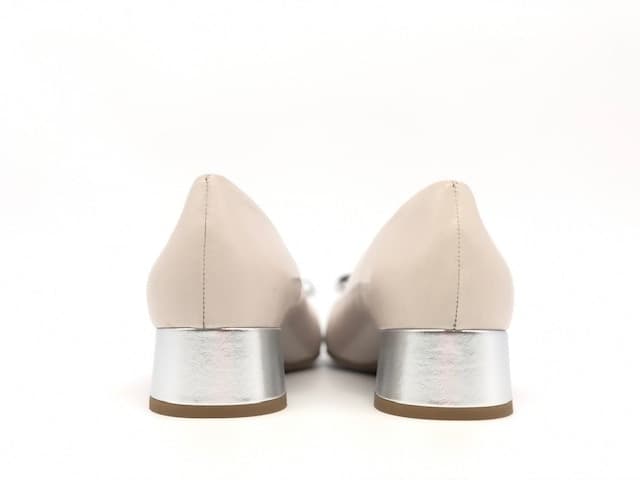 COLETTE Décolleté beige e grigio in vera pelle tacco 30 con fiocco in Scarpe col tacco Calzature Durello - Agna, commercioVirtuoso.it
