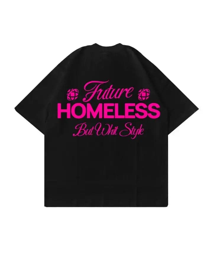 T-Shirt Nera 100% Cotone - Homeless - Made in Italy - 5