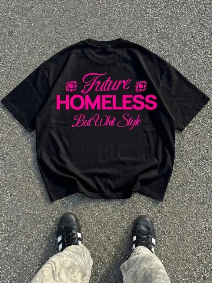 Homeless T-Shirt Nera 100% Cotone Made in Italy - 3