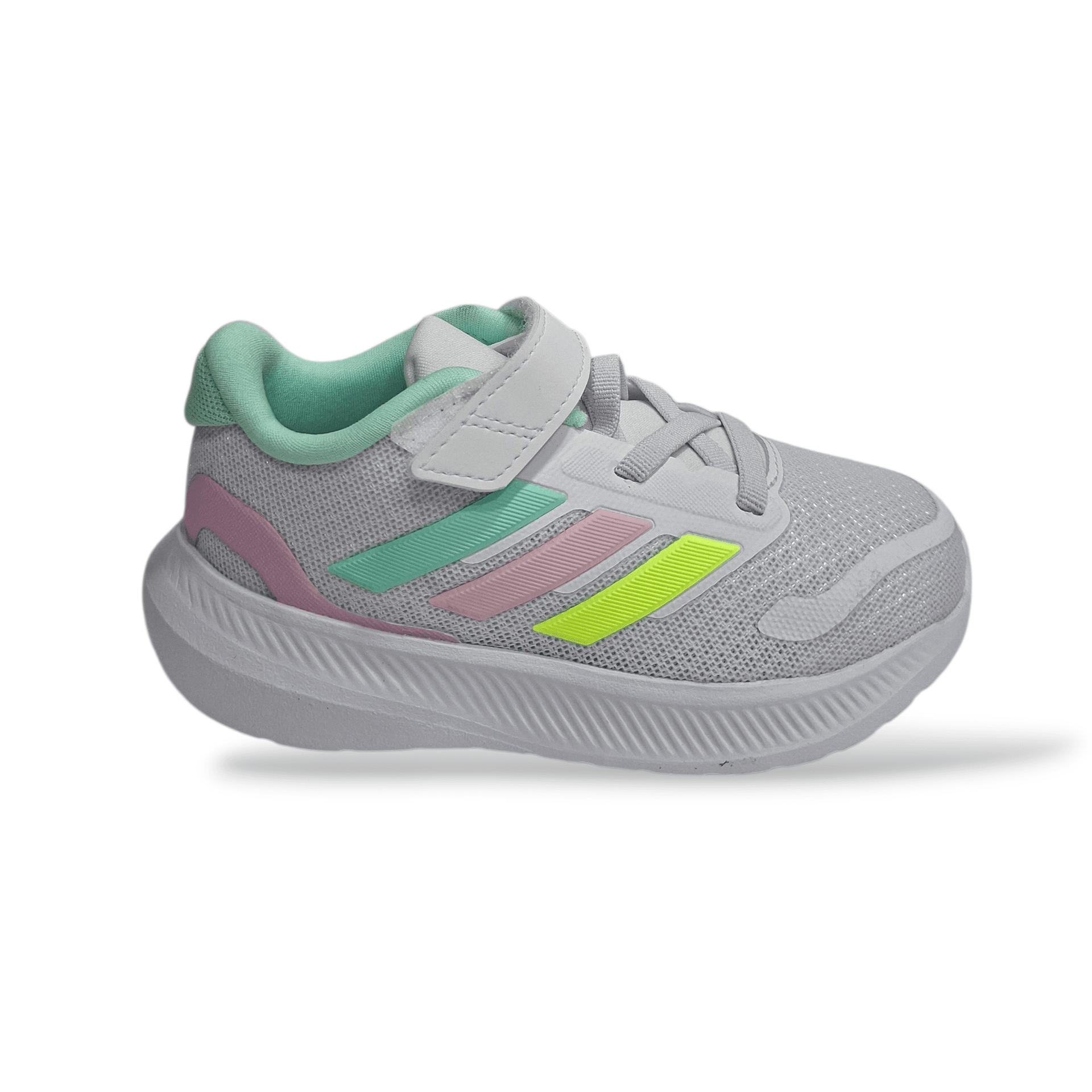 Adidas Runfalcon Bambina Bianco Verde Acqua Rosa Giallo | Scarpe Sportive Colorate Primavera Estate - 12
