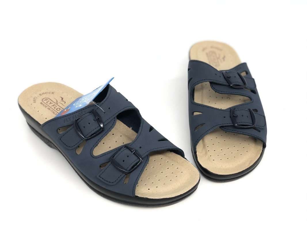 FLY FLOT Ciabatta donna con doppia fibbia blu - 4