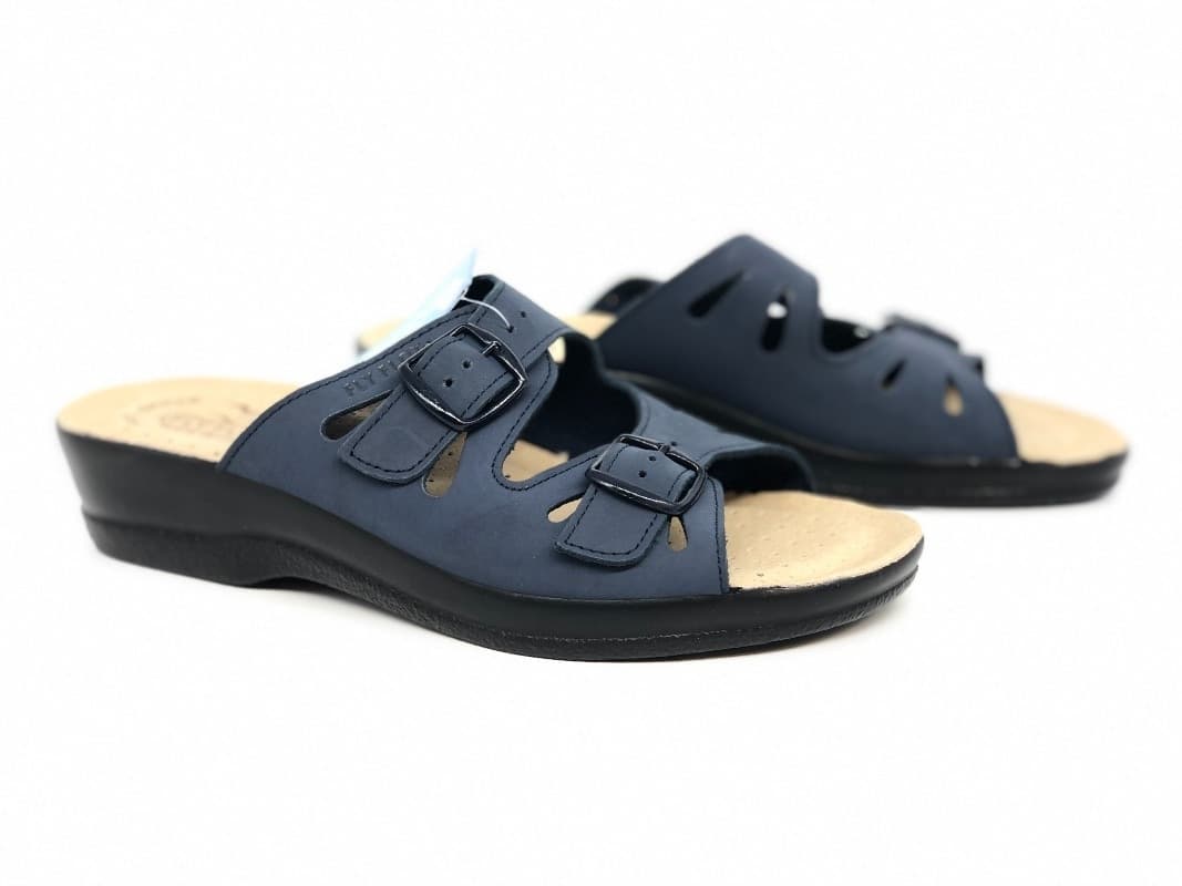 FLY FLOT Ciabatta donna con doppia fibbia blu in Pantofole Calzature Durello - Agna, commercioVirtuoso.it